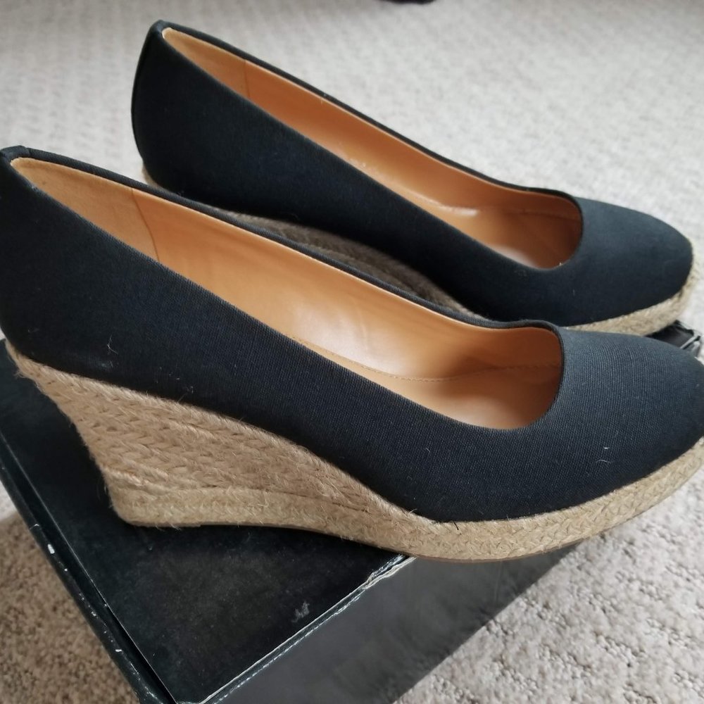 J. Crew Black Espadrille Wedges Shoes, Size 8, New in Box!